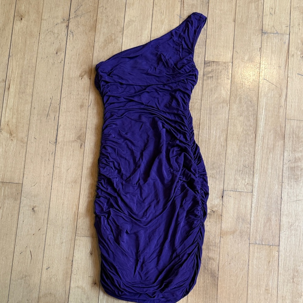 H&M One-Shoulder Dress in Deep Purple